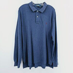 Polo Ralph Lauren Vintage Long Sleeve Shirt XL Blue Collared 2 Button Cotton USA